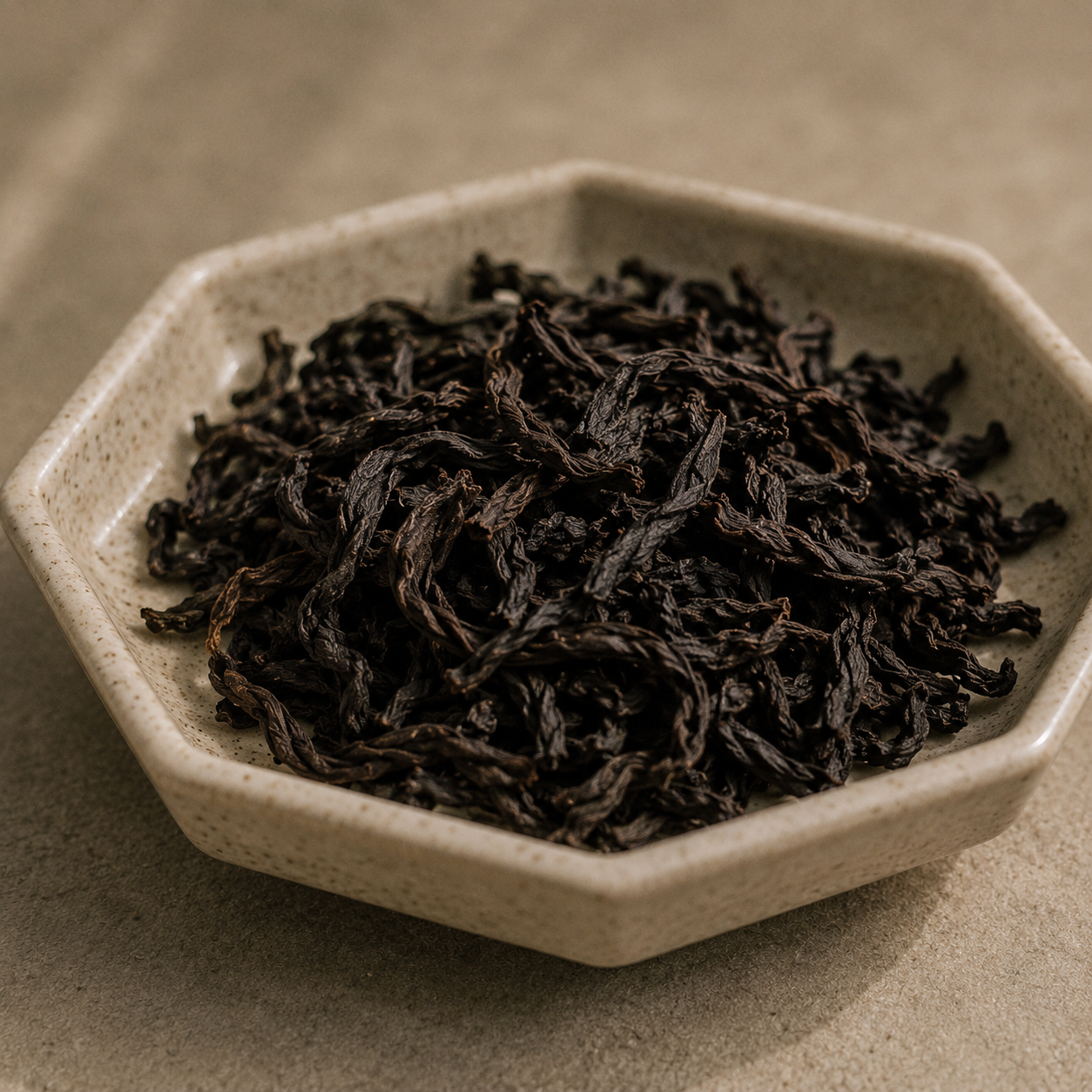 Traditional Da Hong Pao oolong tea leaves from the Wuyi Mountains, China