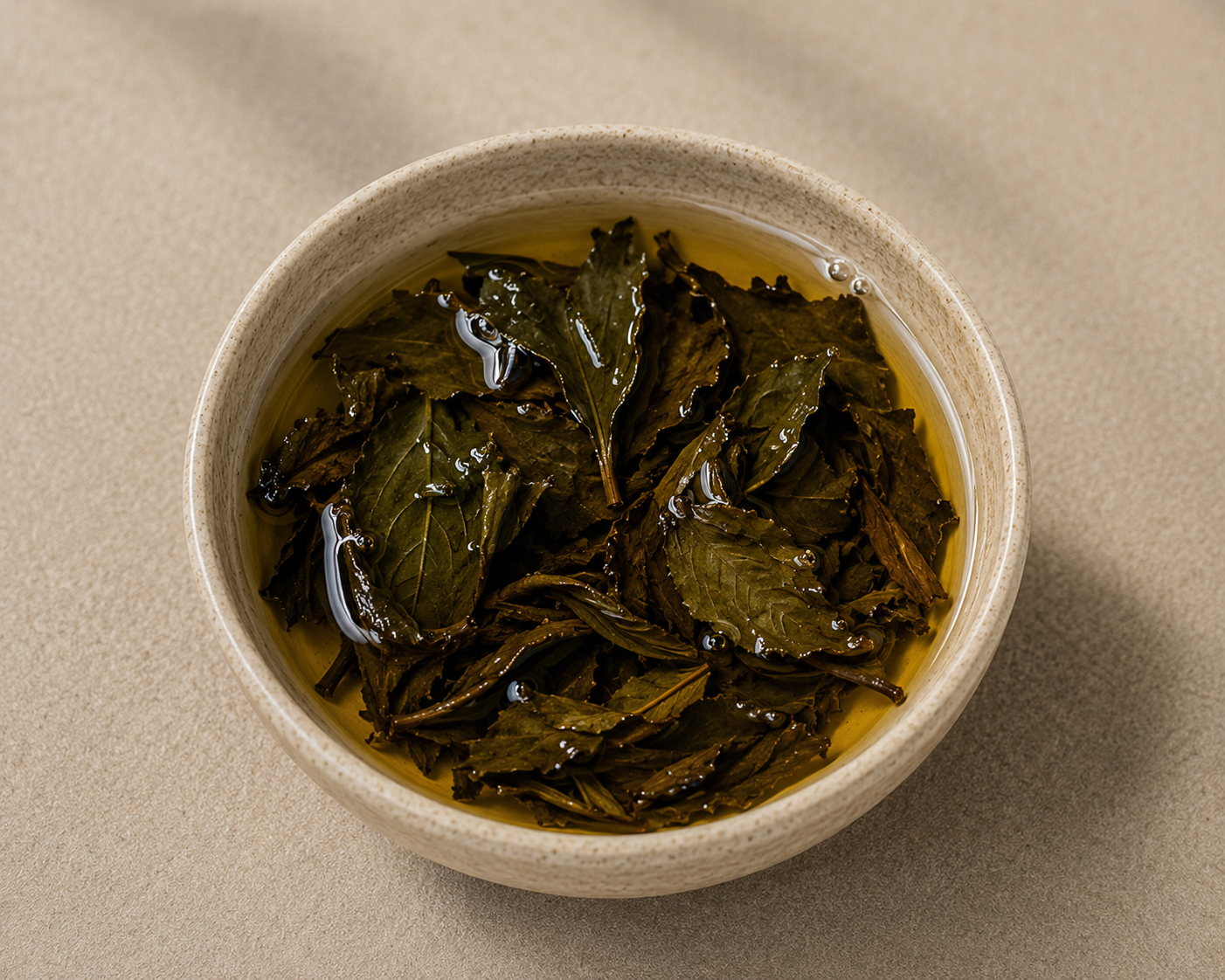 Steeped Tie Guan Yin oolong tea leaves after infusion