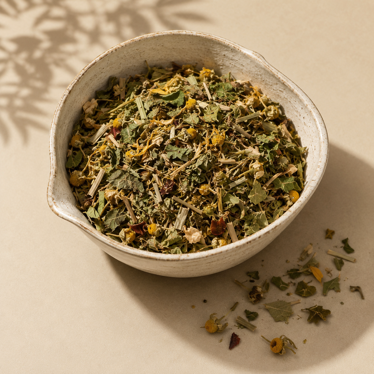 Botanical Sunset herbal tea blend with lemon verbena, lemongrass, chamomile and botanical ingredients